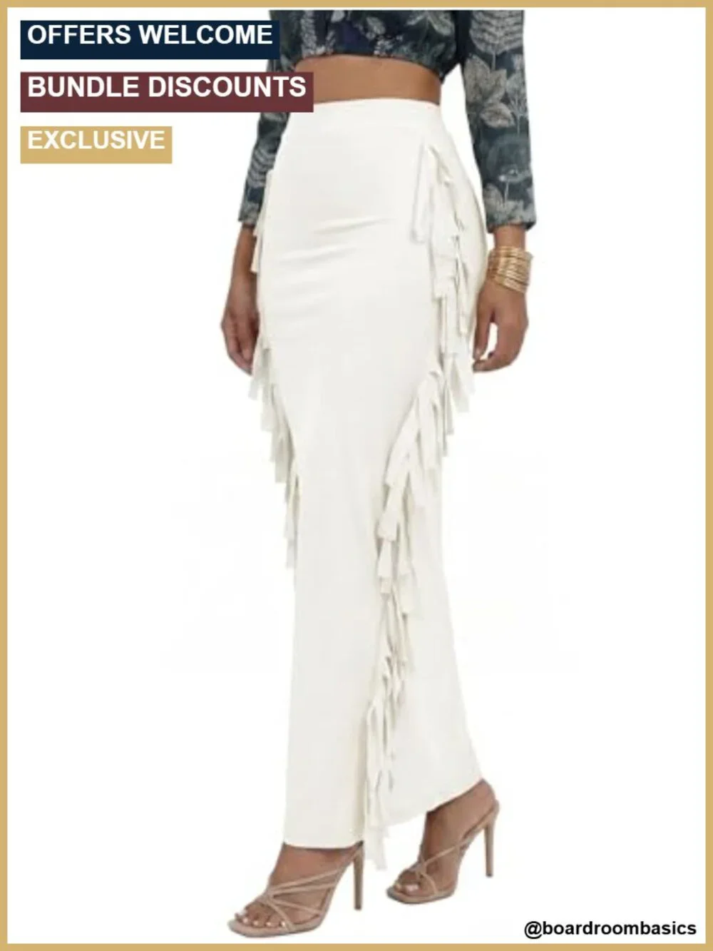High Waist Bodycon Maxi Skirt with Side Tassels